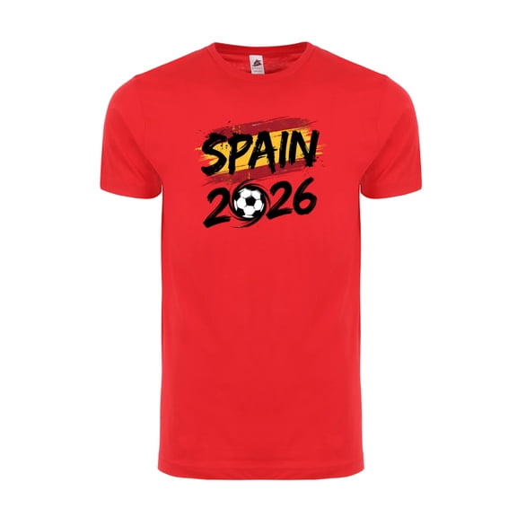 Spain Soccer T-Shirt WC 2026 | Spain Football Fan Shirt | Adult Unisex Cotton Tee - Red - S