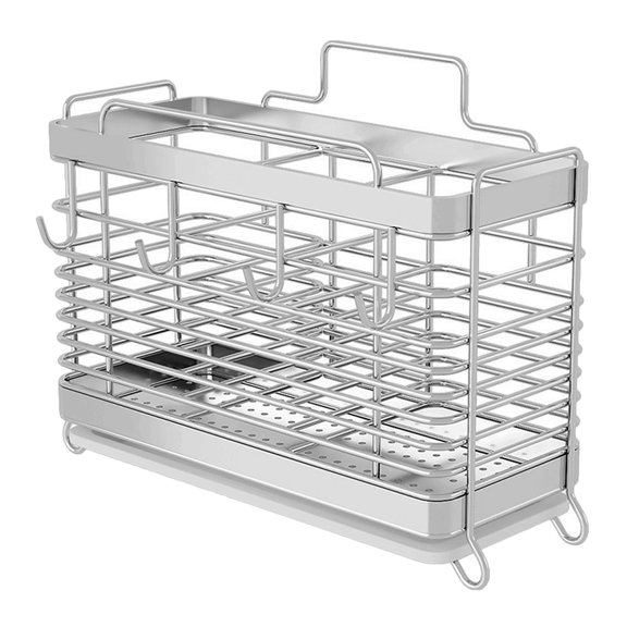 Stylish Stainless Steel Chopstick Holder with Integrated Draining Rack for Kitchen Use Silver Large