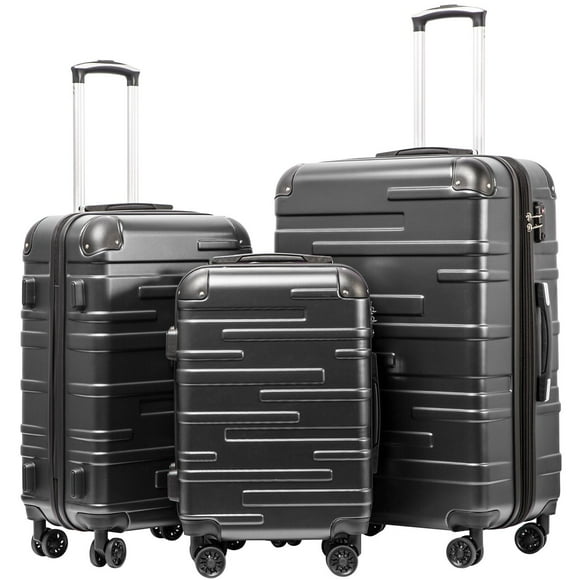 Set de equipaje Coolife, maleta expandible con cierre TSA, 3 piezas, gris
