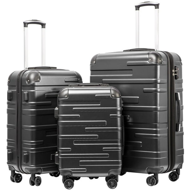 Set de equipaje Coolife, maleta expandible con cierre TSA, 3 piezas, gris