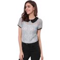 thumbnail image 2 of Unique Bargains Blouse en Dentelle à Col Contrastant Transparent pour Femmes, 2 of 7