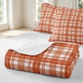 thumbnail image 4 of Manfei Checkered Art Bed Spread Queen,Geometric Plaid Queen Coverlet Set,Orange,3 Pieces,1 Quilt and 2 Pillowcases, 4 of 7