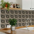 thumbnail image 2 of Mi Alma Brown/Black Vintage Floral Peel & Stick Vinyl Backsplash Tiles 5x5, 24 pcs, 2 of 14