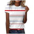 thumbnail image 1 of Womens T Shirts Classic Versatile Short Sleeved Solid Stripe Leopard Camo Color Block Round Neck Womens Shirt Red S, 1 of 4