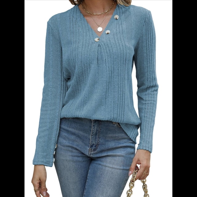 Camisas Elegantes de Textura para Mujer, de Algodón Básico con Rayas en las Axilas - Sudadera con Capucha Azul L
