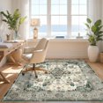 thumbnail image 3 of Design&I 4'x6' Washable Area Rug Snag-Free Skid-Resistant Medium Boho Mirrored Vintage Distressed Farmhouse Scrolls Bathroom Scroll for Home Office, Under Desk, 3 of 7