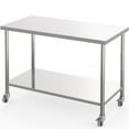 thumbnail image 1 of Table de Travail en Acier Inoxydable 48"x24"x35 Pouces, Table de Préparation Robuste Certifiée NSF avec Tablette Inférieure Réglable et Roulettes Verrouillables, Tables Métalliques Commerciales pour Cuisine, Restaurant, Maison, Hôtel, Poste de Travail, 1 of 7