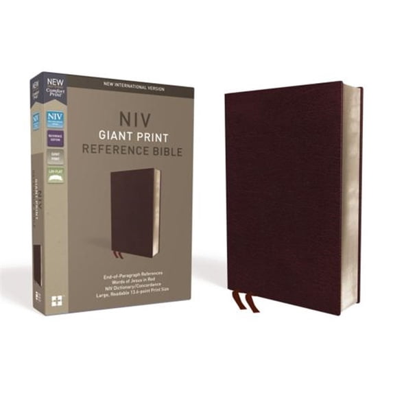 Pre-Owned NIV, Reference Bible, Giant Print, Bonded Leather, Burgundy ...