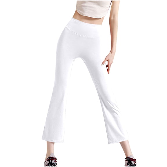 biudgviw Womens Yoga Pants High Waisted Workout Flare Pants Lightweight Casual Slim Fit Athletic Bootcut Cropped Trousers