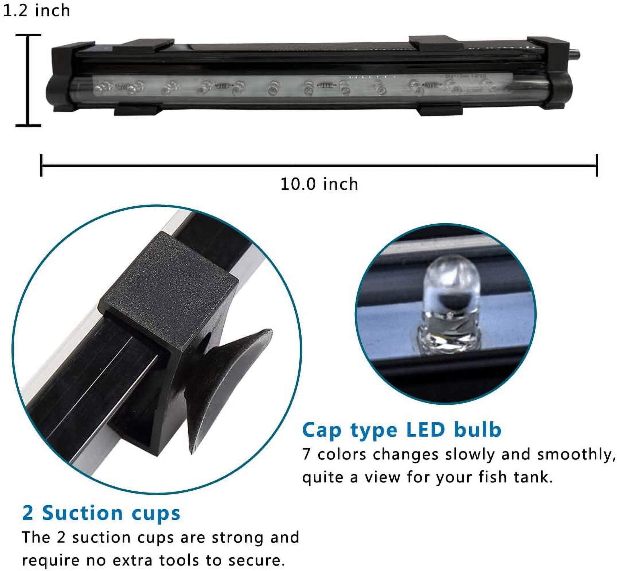 Aquarium Light, 9.8" LED Fish Tank Lights, RGB Colored Changing Underwater Submersible LED Light with 12 LED for Small Fish Tank