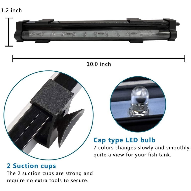 TiokMc LED Aquarium Light, 9.8 Inch Submersible photo 6