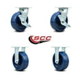 thumbnail image 2 of 6 Inch Solid Polyurethane Caster Set with Roller Bearings 2 Brakes 2 Rigid SCC, 2 of 2