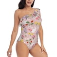 thumbnail image 3 of Haiem Bunny And Flower Women's One Piece Swimsuits Tummy Control One Shoulder Bathing Suits Ruffle Swimwear-X-Large, 3 of 8