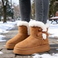 thumbnail image 6 of Knivor Side Bow Platform Ankle Snow Boots for Women Suede Faux Fur Cuff Short Winter Booties Slip On Non Slip Thick Sole Indoor Outdoor Warm Cold Weather Shoes, 6 of 9