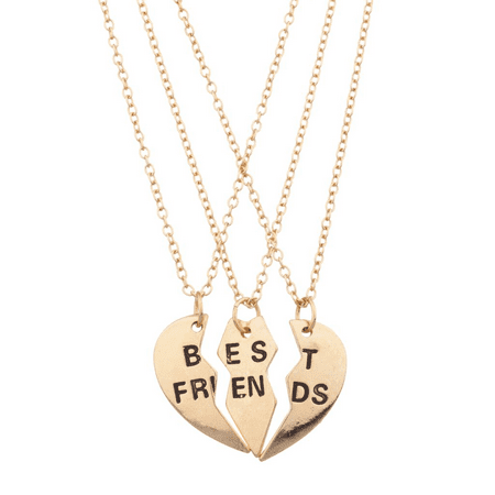 Lux Accessories Best Friends BFF Forever Heart 3 PC Necklace (3 Piece Best Friend Jewelry)