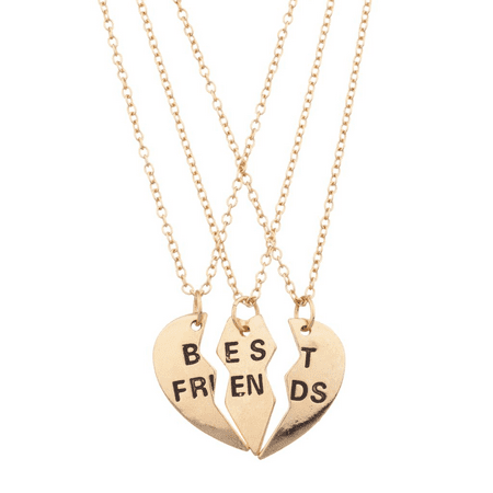 Lux Accessories Best Friends BFF Forever Heart 3 PC Necklace (Boy Best Friend Necklaces)