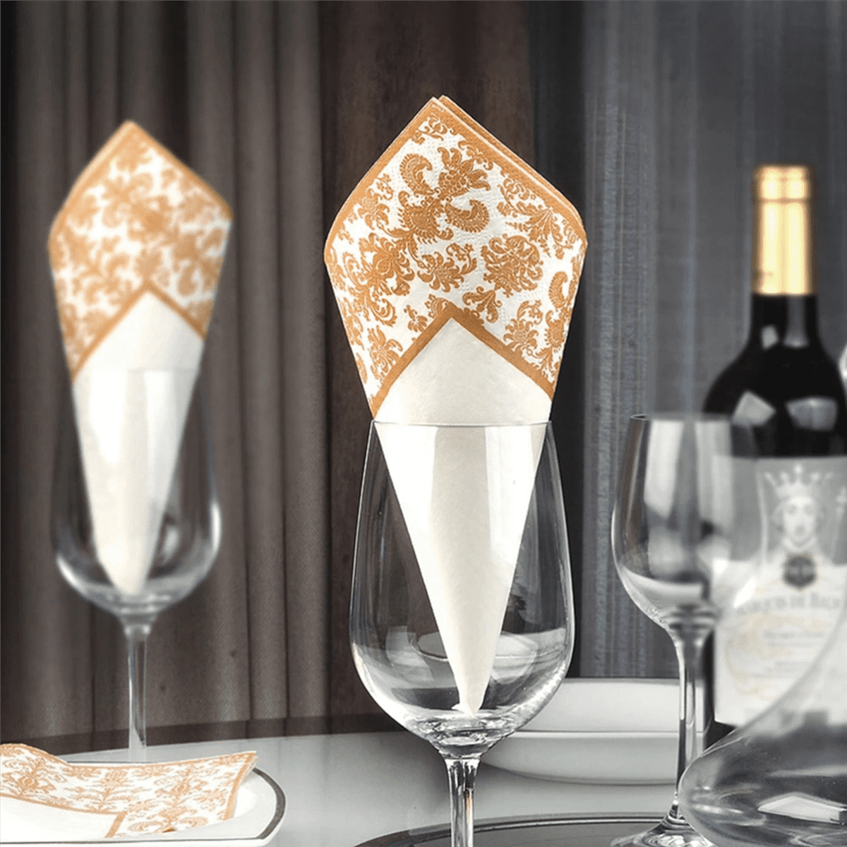 500Pcs Gold Printing Disposable Napkin Tissue Paper Printed Napkins for Restaurant and Hotel (Golden + White)