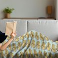 thumbnail image 3 of Old School Soft Flannel Fleece Throw Blanket, Vintage Repeating Pattern of Sketch Drawing Retro School Bus, Cozy Plush for Indoor and Outdoor Use, 70" x 90", Pale Blue Mustard, by Ambesonne, 3 of 5