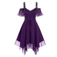 thumbnail image 2 of QATAINLAV Halloween Costumes for Women Cold Shoulder Chiffon Renaissance Dresses Vintage Hem Corset Dress, Black, XL, 2 of 8