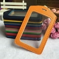 thumbnail image 2 of YUANOU ID PU Leather Card Holders Badge Case Clear with Color Border and Lanyard Holes(Blue), 2 of 7