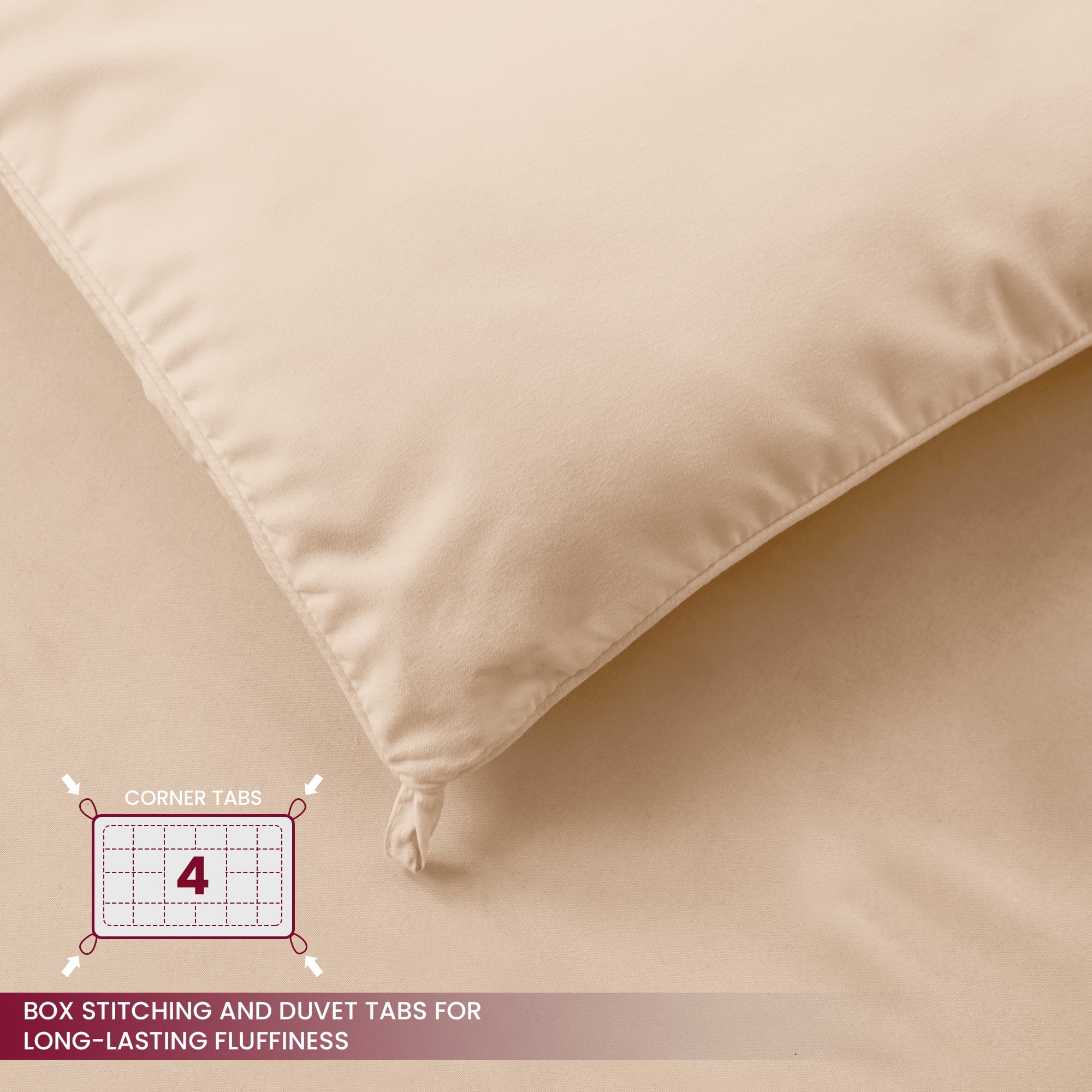 Lux Decor Collection Queen Comforter All Season Duvet Insert - Box Stitched Down Alternative Comforter - Quilted Duvet Insert with Corner Tabs (Queen, Beige)