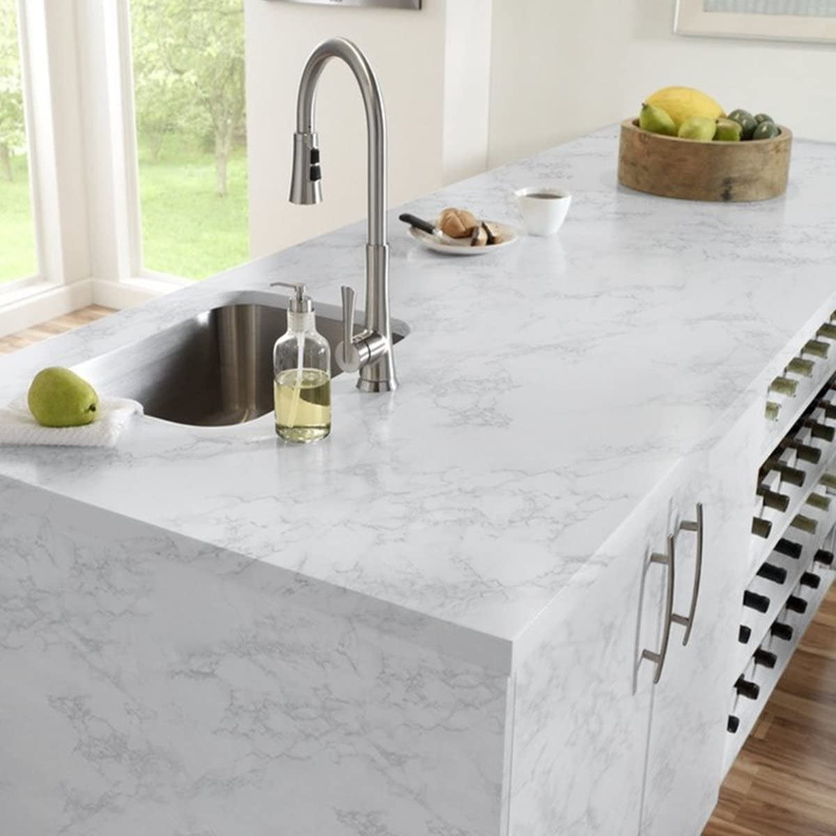 (4 pack) UMIGGEE Marble Contact Paper 17.7" x 78.7" Gray/White Marble Peel and Stick Wallpaper for Kitchen Self Adhesive and Removable Film Cabinet Furniture