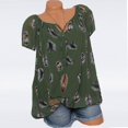 thumbnail image 2 of PENGXIANG T-Shirt à Manches Courtes Imprimé Col en V Ample d'Été pour Femmes, 2 of 3
