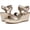 Warm Silver, variant on Womens Stella Open Toe Wedge Sandal Warm Silver Leather 8.5M