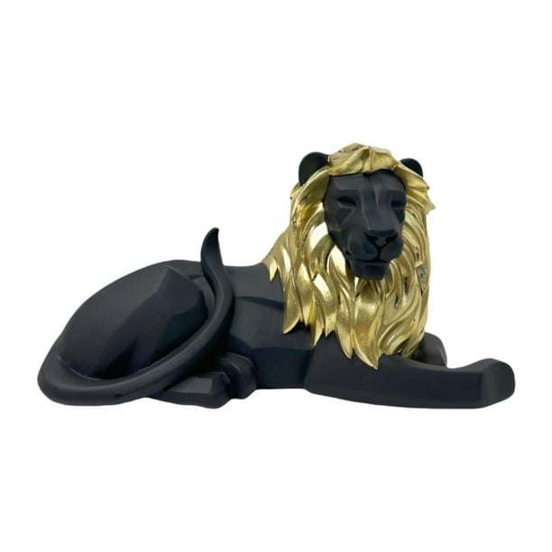 Escultura de león decorativa, regalo, estatua para estantería. negro