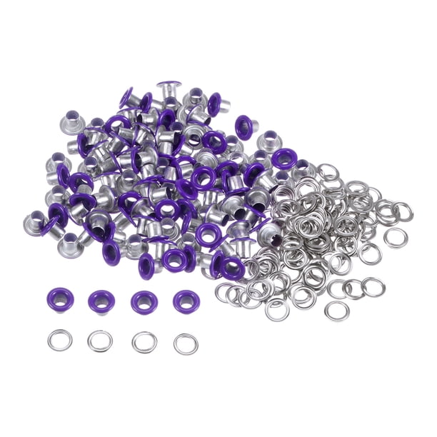 100 Juegos Ojales Kit Metal Ojales 3mm 0.12 Ojal Herramienta para Zapatos Ropa Cinturón Bolsa Bricolaje Proyecto, Púrpura