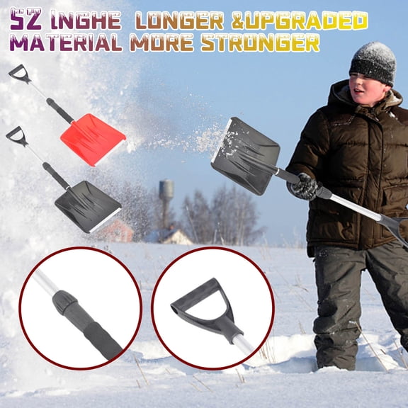 Car Snow Shovel for Driveway, Retractable Snow Shovel for Car, Scratch-Proof Blade for Windshield/Glass/Paint, Winter Emergency Snow Removal Tool for Car, Driveway, Detachable Aluminum Alloy