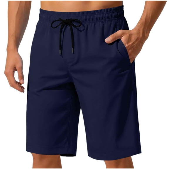 Shorts for Men Athletic Quick Dry Side Pockets Running Shorts Elastic Waist Drawstring Gym Shorts Breathable Solid Workout Shorts Sports