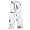 thumbnail image 6 of Womens Pajama Sets Fashion Print Long Sleeve Button Up Lapel Shirt and Pj Bottoms 2 Piece Sleepwear Pants Set (2XL, White 01), 6 of 7