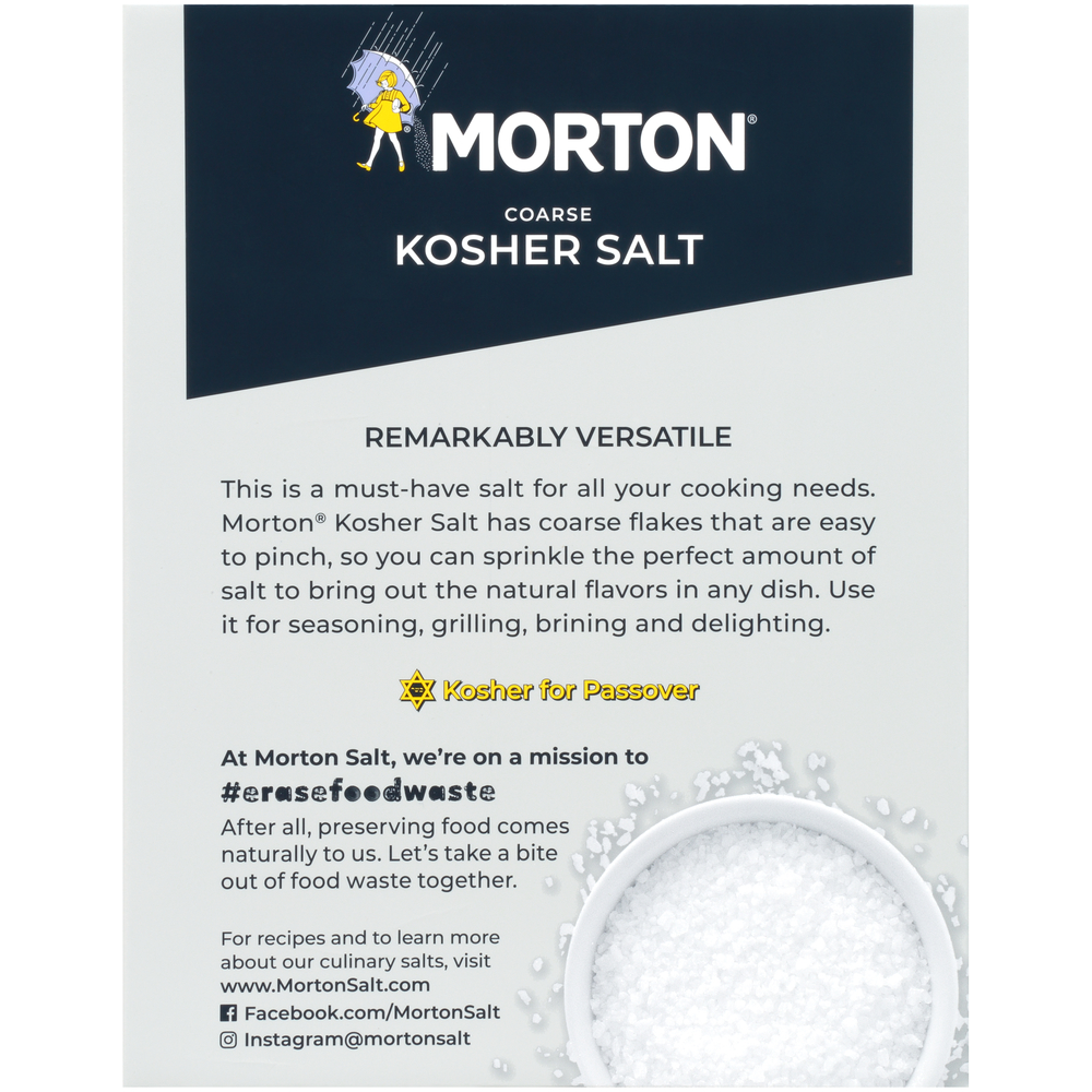 Morton Salt Coarse Kosher Salt – for Cooking, Grilling, Brining, & Salt Rimming, 48 oz box - image 7 of 12