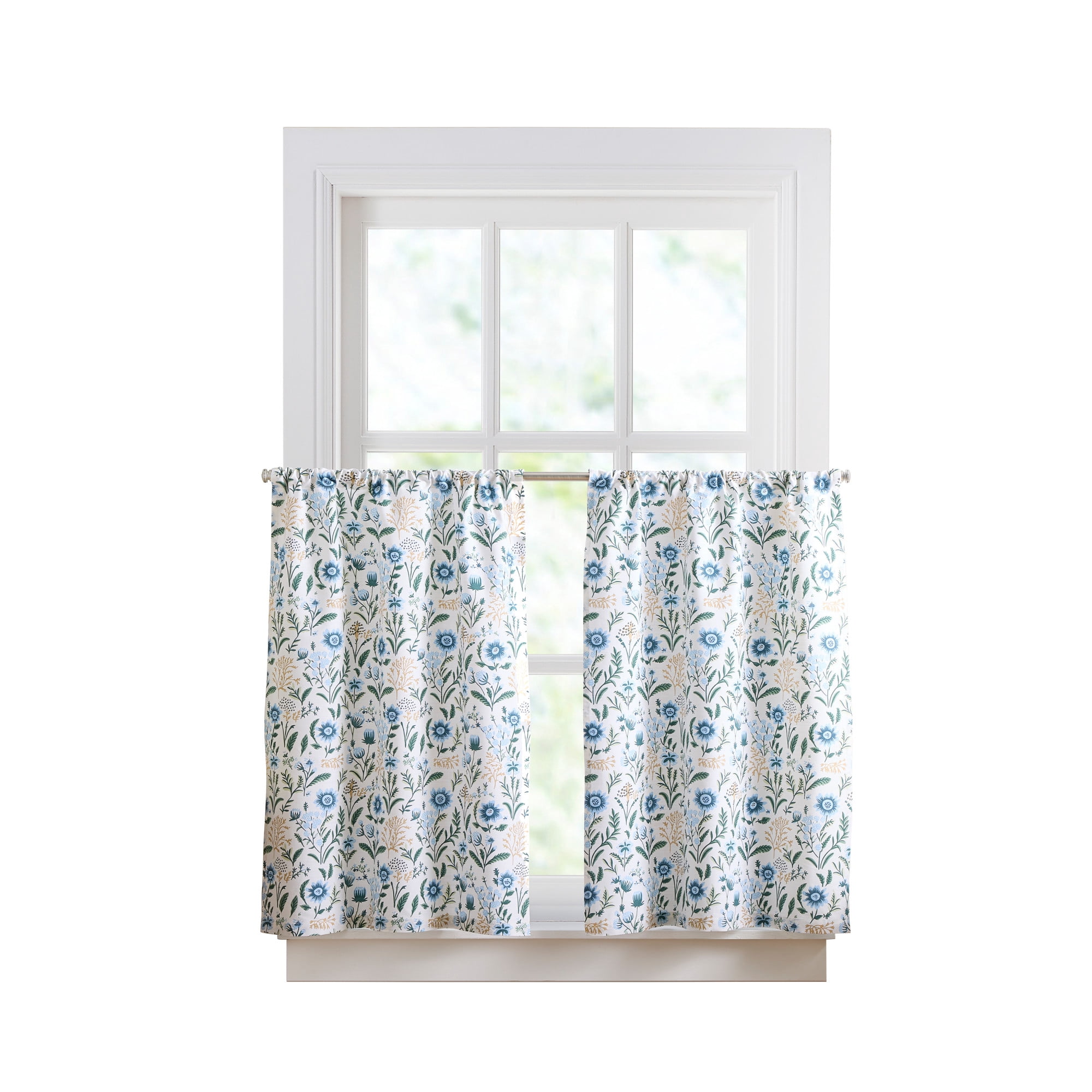 Curtainworks Lena 36in Tier Set Multicolor, Rod Pocket, Light Filtering, Indoor, 28" x 36", Adult