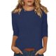 thumbnail image 1 of moda femenina diaria versátil casual cuello redondo manga tres cuartos estampado top azul real/l, 1 of 9