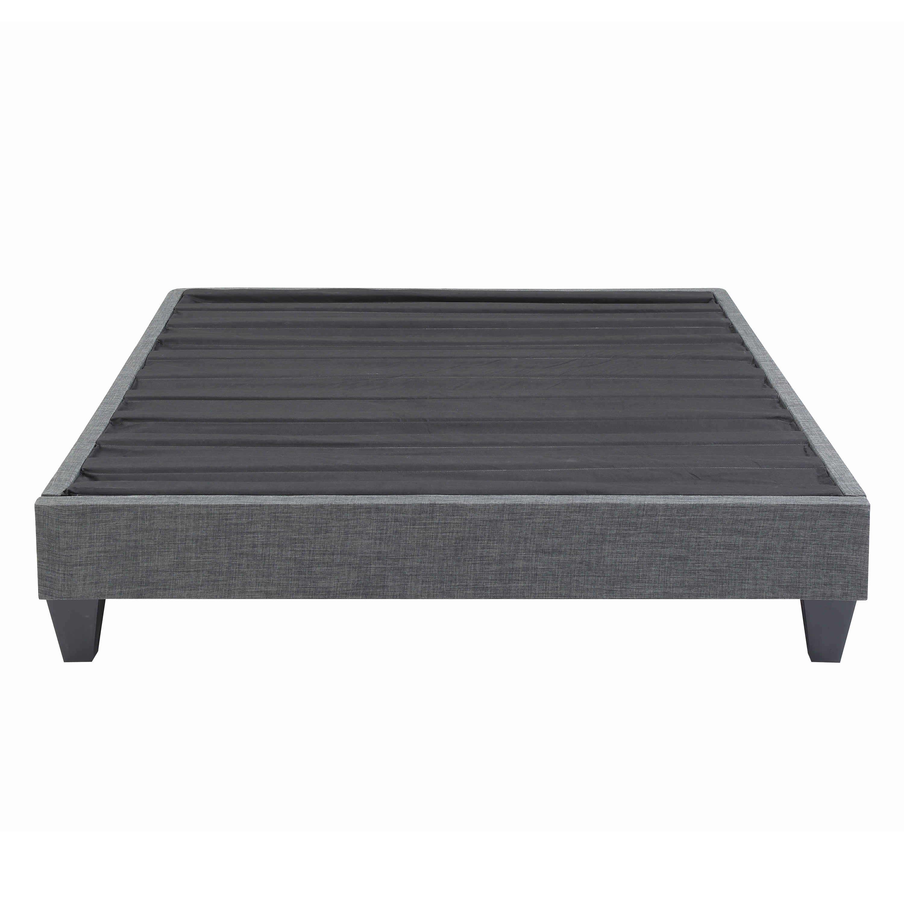 AC Pacific Full Size Platform Bed Frame 13" Height with Fabric Upholstery, Sturdy Wooden Slats No Box Spring Needed Easy to Assemble, Grey