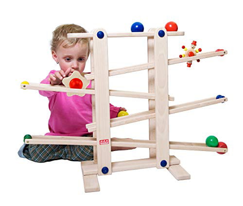 Sustainable Toys for Toddlers from 1 Year Old 6 Ball Tracks Made of Premium Beech Wood Trihorse Wooden Marble Run Made in EU 19 Inches Tall