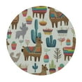 thumbnail image 2 of JEUXUS Alpaca and Cactus Pattern Round Tablecloth with Elastic Edge Waterproof Table Cover for Dinner Outdoor Picnic, 2 of 7
