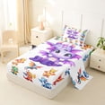 thumbnail image 2 of Feelyou Cute Kawaii Flying Dragon Twin Sheet Sets for Kids Boys Girls, Cartoon Wildlife Bedding, White Purple, 3 Pieces, 2 of 5
