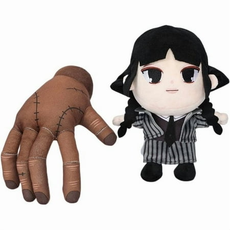 Wednesday Addams Plush Toys, Addams Family Stuffed Doll, Cute Live Action TV Addams Figure Plushie for Friends and Kids Birthday Gift (Hand+Girl)
