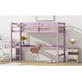 thumbnail image 6 of Twin High Loft Bed, Rubber Wood with Safety Guardrail, Built-in Desk, Ladder, Pink, 6 of 9