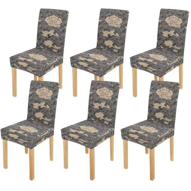 ABPHQTO Funda protectora para silla elástica con diseño de nube tradicional, funda protectora para comedor, Hotel, boda, fiesta, juego de 6