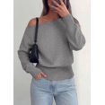 thumbnail image 2 of PRETTYGARDEN Womens Off The Shoulder Sweater Fall Fashion Soft Stretchy Knit Fabric, Batwing Long Sleeve Cinched Waist Cropped Sweaters, Date Night Outfit, Asymmetrical Going Out Tops, 2 of 8