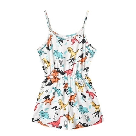 

Matching Family Pajamas Sets PJ s Dinosaur Pattern Women Mom Sleeveless Romper Jumpsuit Family Summer Matching Set