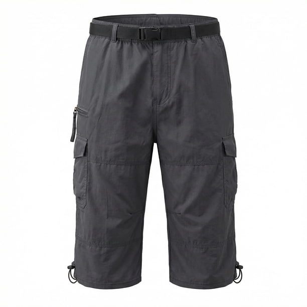Mens Cargo Shorts Multi Botón de Bolsillo Y Cremallera Deportes Al Aire Libre, Mens Shorts Cargo Casual Pantalones de Verano