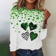 thumbnail image 2 of Feancey St.Patrick's Day Long Sleeve Tshirt for Women Heart Graphic Shamrock Print Tops Holiday Casual Plus Size Blouses St Patrick Day T-Shirts Green 5XL, 2 of 6