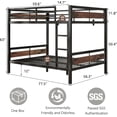 thumbnail image 2 of Honfach Metal Bunk Bed Full Over Full, Heavy Duty Metal Bed with Ladder and High Guardrail, Under-Bed Storage Space, No Box Spring Needed, Noise Free,Rustic Brown, 2 of 9