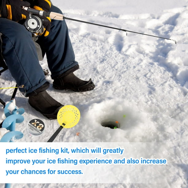 Ice 75cm Ice Fishing Rod Reel Fishing Line Ice Scoop Complete Kits With  Carrier Bag Ice Fishing Gear Full Ice Fishing Kit