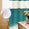thumbnail image 2 of No Hook Shower Curtain with Built-in Rings - Teal Orange Beach Washable Waterproof Fabric Bathroom Curtains for Hotel,Rentals, 66 X 72 Inch Long , Abstract Watercolor Wave, 2 of 9